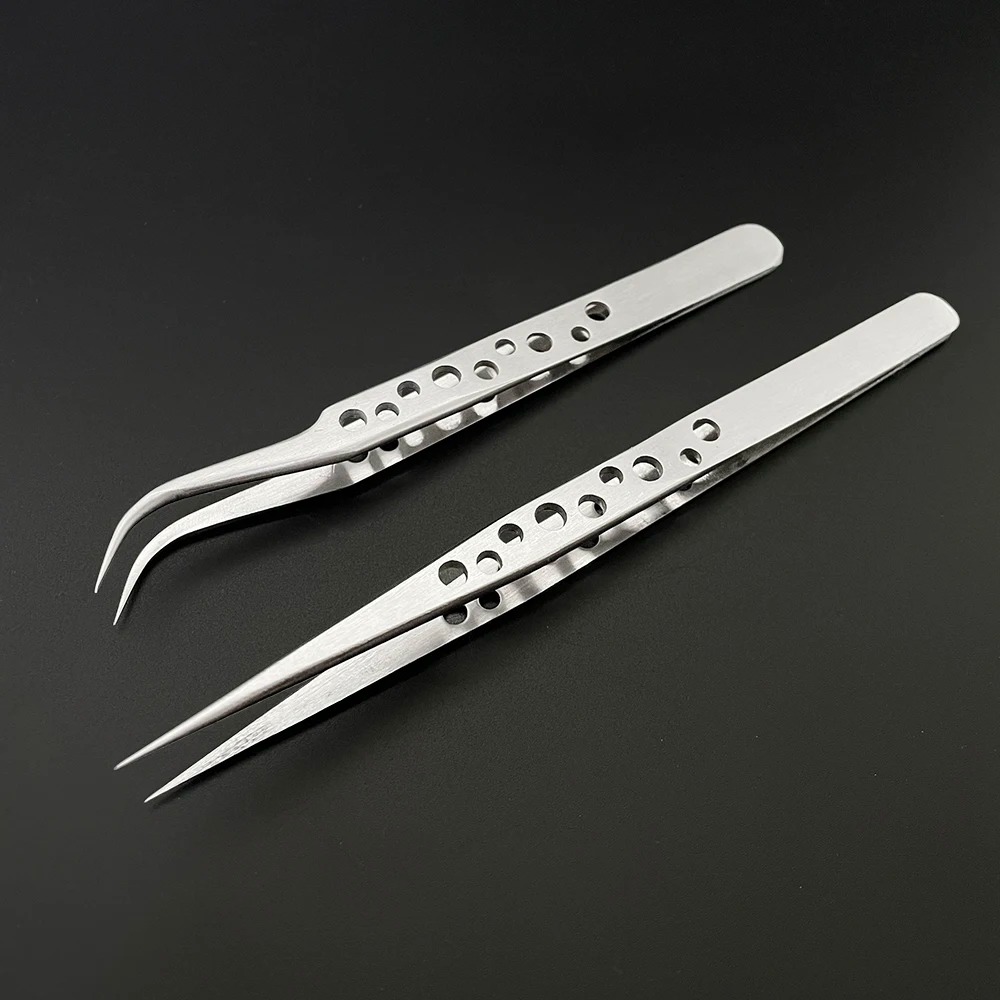 Diy Electronics Set - Industrial Tweezers Electronics Anti-static Curved Straight