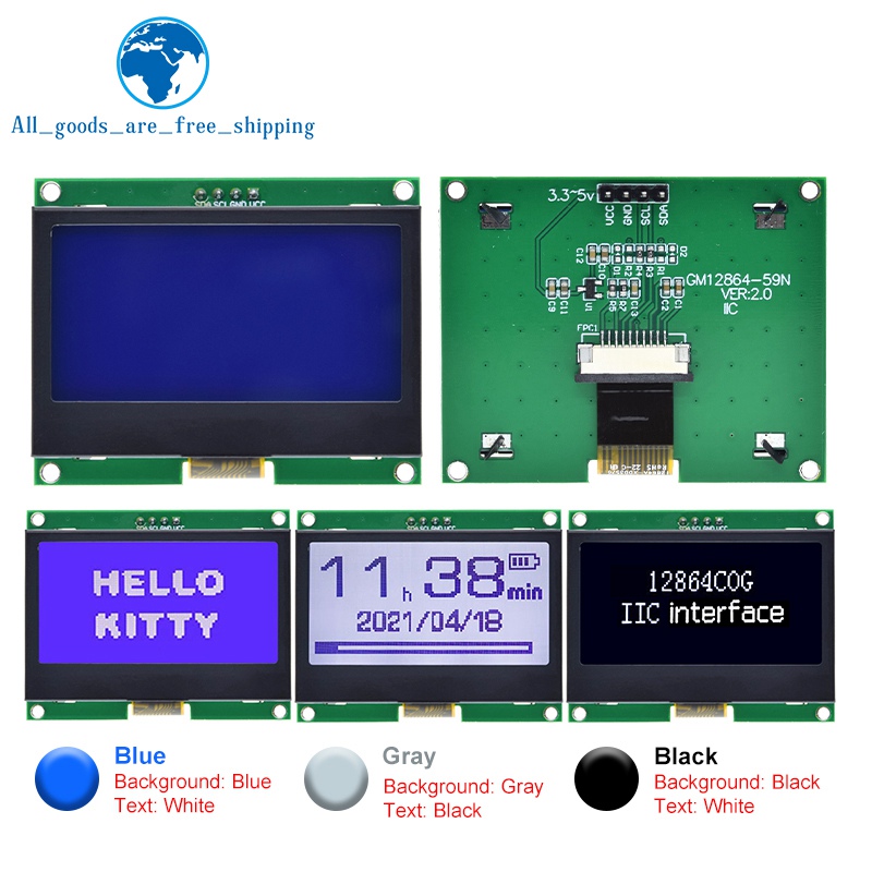 I2C Lcd Display - TZT 12864 IIC Module LCD 128X64