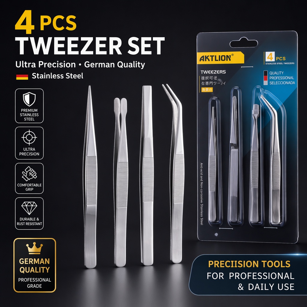 Diy Electronics Set - 4Pcs Professional Precision Tweezers Set, German