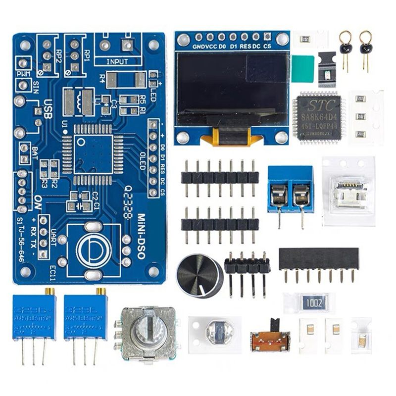 Diy Electronics Components Kit - AT14 Digital DIY Oscilloscope Kit STC8K8A