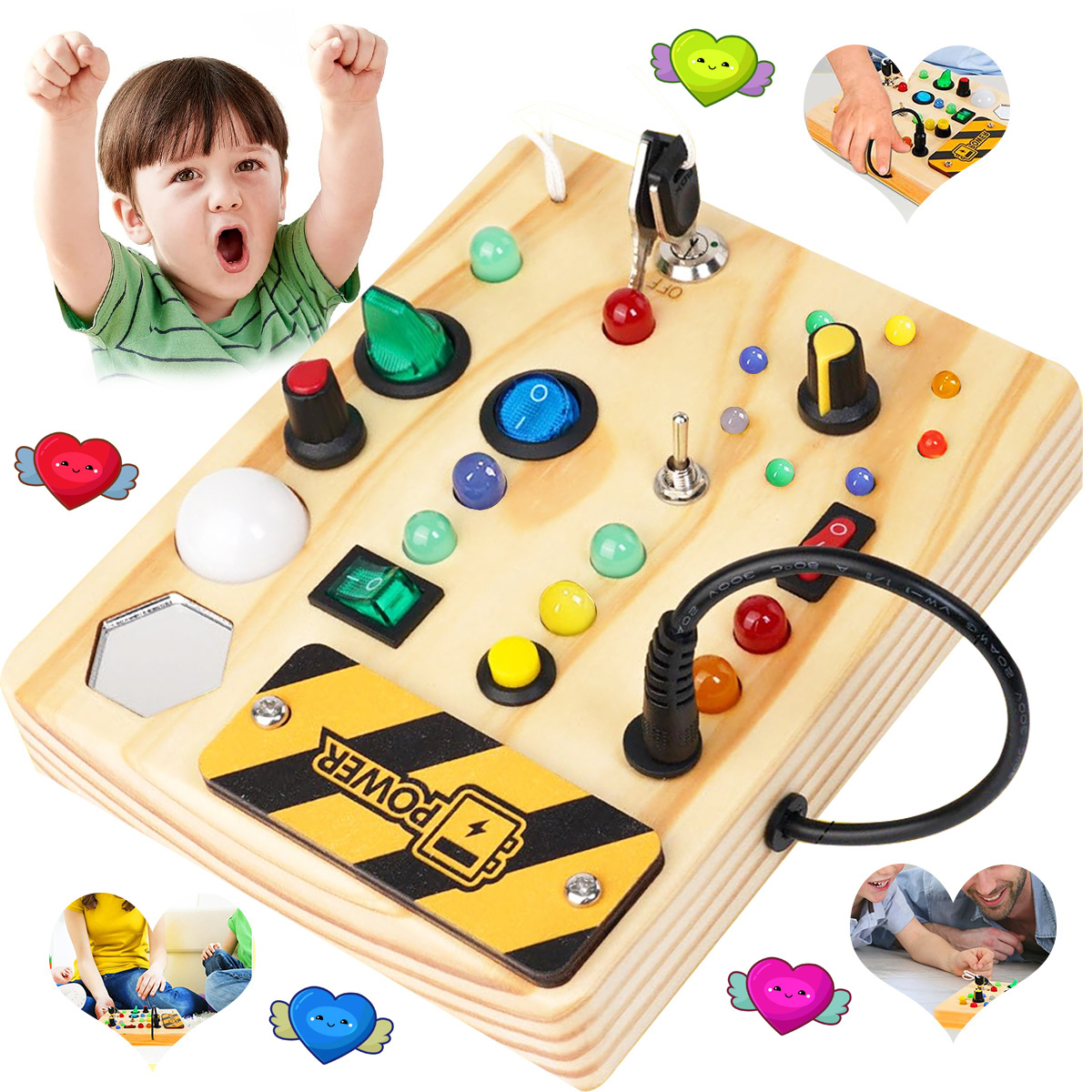Diy Halloween Electronics - Wooden Children's Busy Board, LED Busy