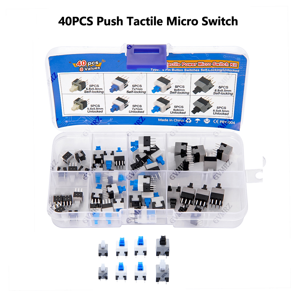 Diy Electronics Project Kit - 40PCS 8Values Push Tactile Micro Switch