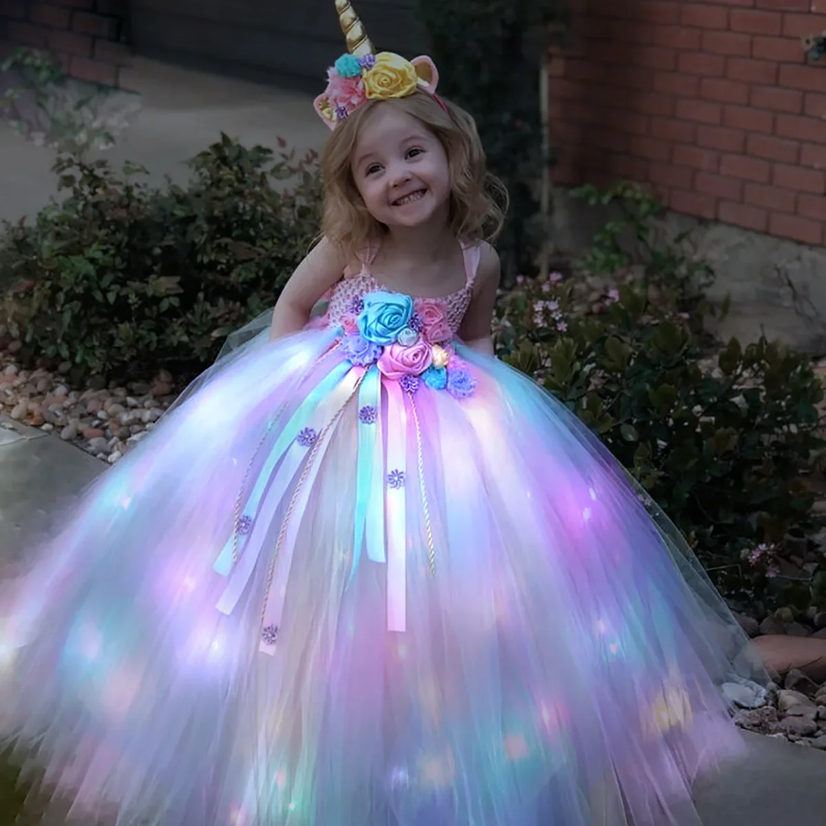 Diy Halloween Electronics - Gilrs Long LED Unicorn Tutu Dress